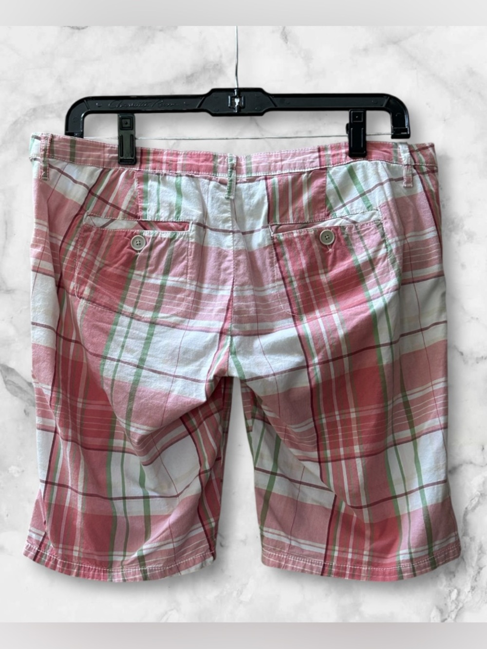 Hollister Plaid Bermuda Shorts Pink White 
Y2K Preppy Low Rise Cotton Size 5 - Picture 4 of 8
